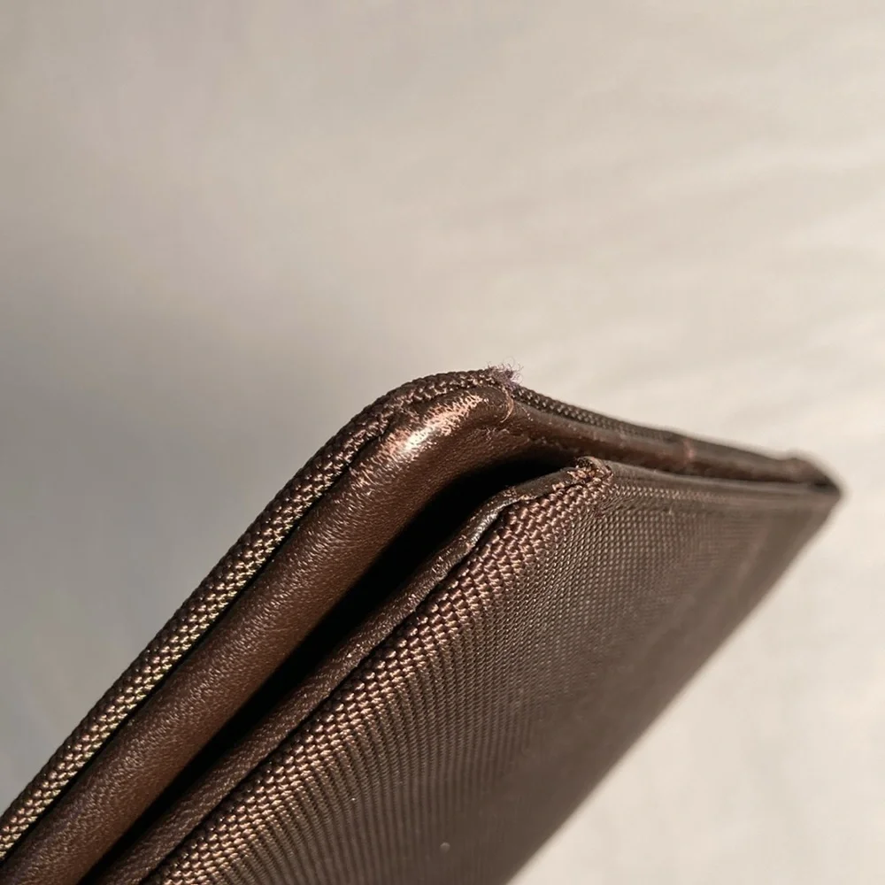 Francesco Biasia long travel wallet passport document leather and canvas